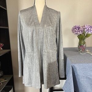 Susan Graver Women’s Size Small Metallic Silver Long Sleeved Cardigan/ Coverall